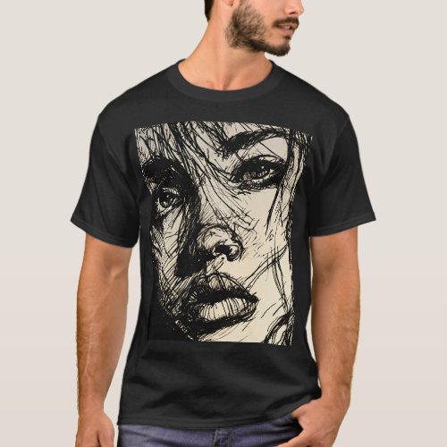 Sketch Chic Where Doodles Meet Couture T_Shirt