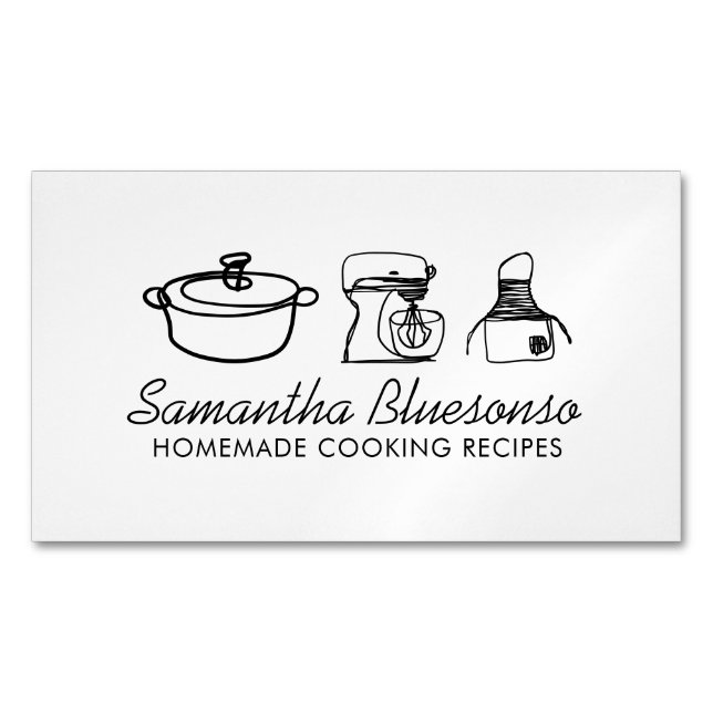 Sketch Cooking bakery homemade food Business Card Magnet (Front)