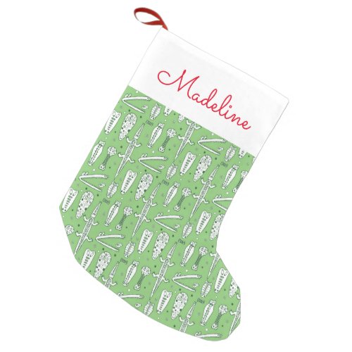 Sketch Crocodile Pattern  Add Your Name Small Christmas Stocking