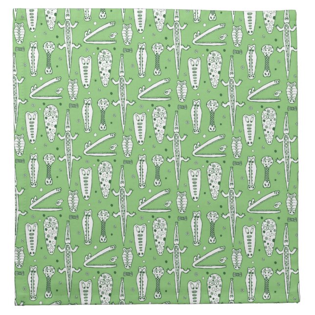 Sketch Crocodile Pattern Cloth Napkin (Front)