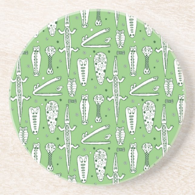 Sketch Crocodile Pattern Coaster (Front)