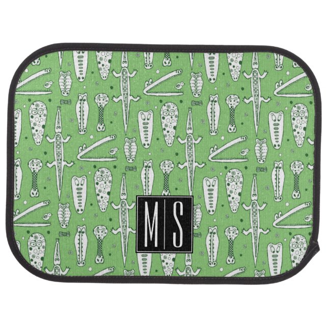Sketch Crocodile Pattern | Monogram Car Mat (Rear)