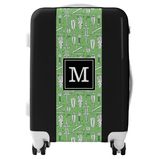 Sketch Crocodile Pattern | Monogram Luggage (Front)