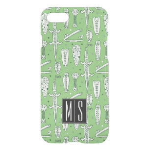 Sketch Crocodile Pattern   Monogram iPhone SE/8/7 Case
