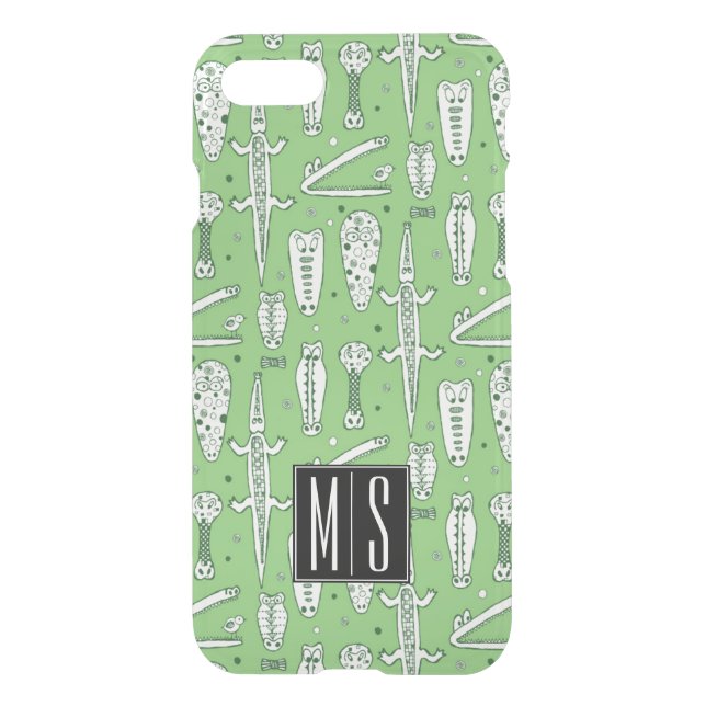 Sketch Crocodile Pattern | Monogram Uncommon iPhone Case (Back)