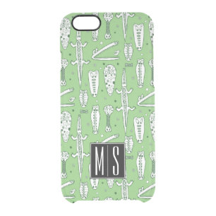 Sketch Crocodile Pattern   Monogram Clear iPhone 6/6S Case