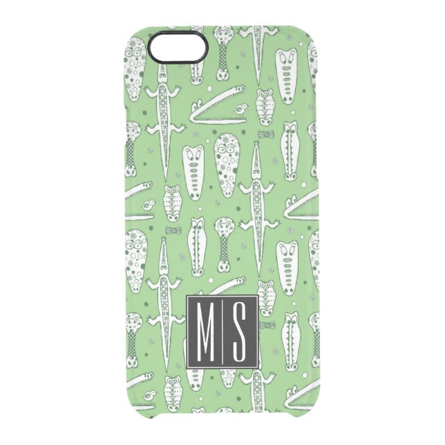 Sketch Crocodile Pattern | Monogram Uncommon iPhone Case (Back)