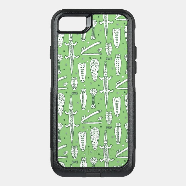 Sketch Crocodile Pattern Otterbox iPhone Case (Back)