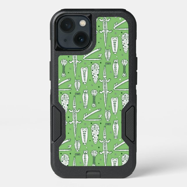 Sketch Crocodile Pattern Otterbox iPhone Case (Back)