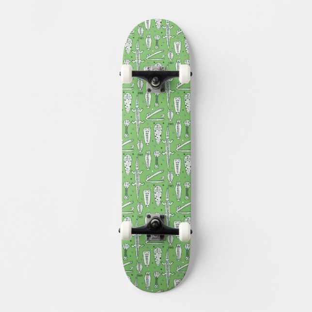 Sketch Crocodile Pattern Skateboard Deck (Front)