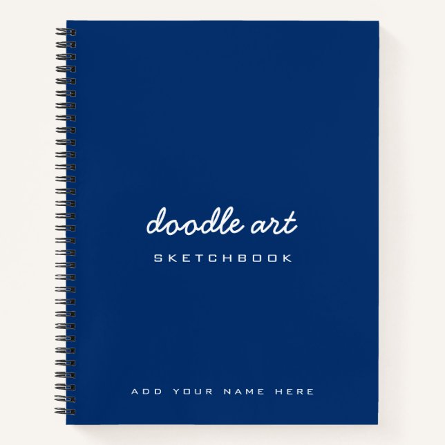 Sketch doodle art name sketchbook indigo blue notebook (Front)