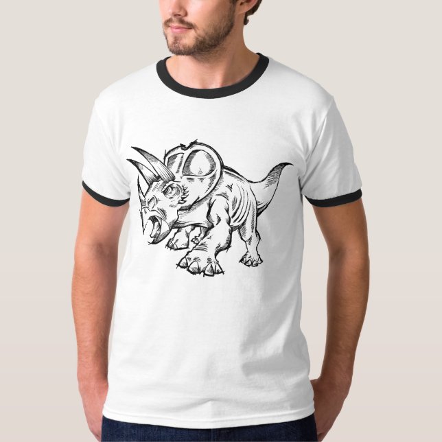 Sketch Doodle Triceratops Dinosaur T-shirt (Front)
