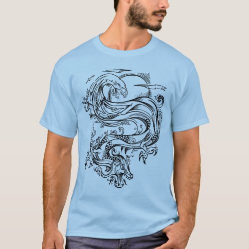 Sketch Doodle Water Dragon  T_Shirt