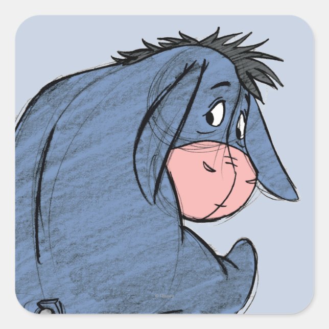 Sketch Eeyore 1 Square Sticker (Front)