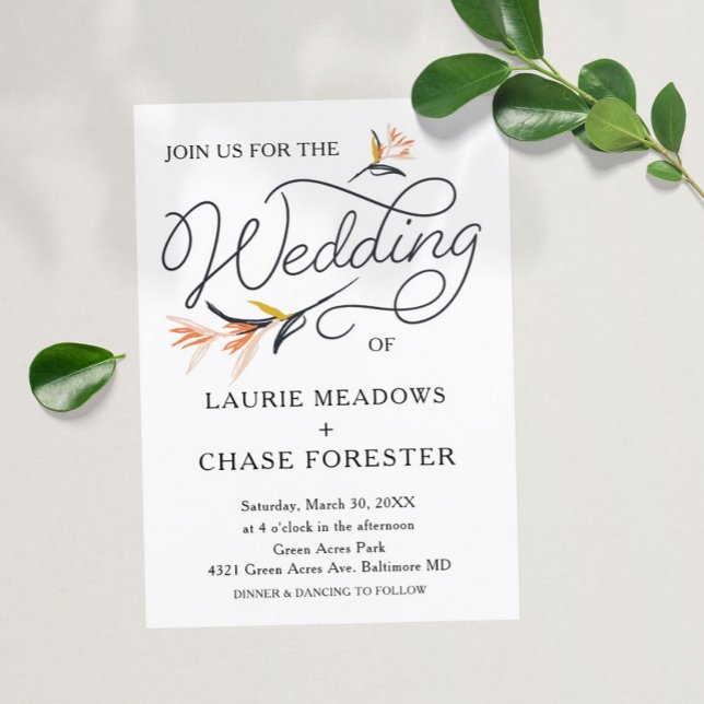Sketch Floral Minimal Boho Wedding Invitation (Creator Uploaded)