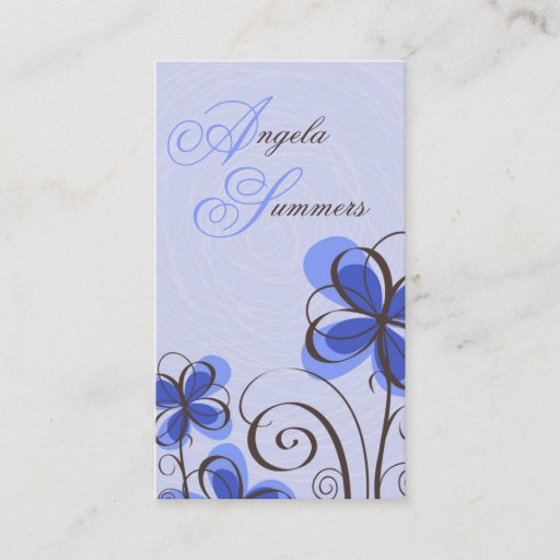 Customizable Sketch Floral Print - Blue Business Card