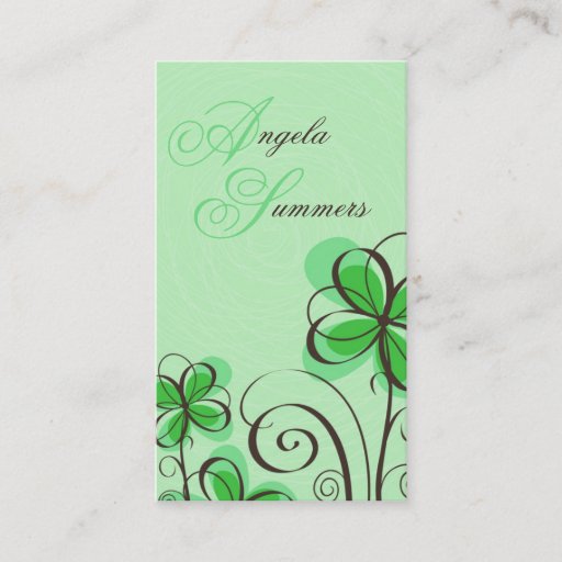 Customizable Sketch Floral Print - Green Business Cards
