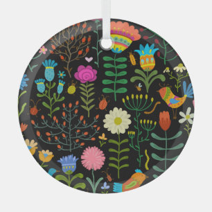 Sketch floral, seamless artistic pattern. glass ornament