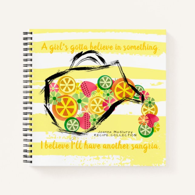 Sketch fruit sangria personalized recipe cookbook notebook (Front)