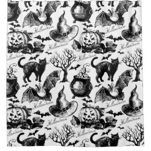 Sketch Halloween seamless pattern Shower Curtain