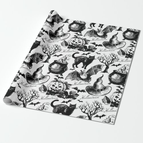 Sketch Halloween seamless pattern Wrapping Paper