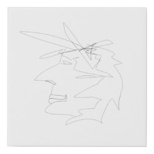 Sketch Head Weird Face Faux Canvas