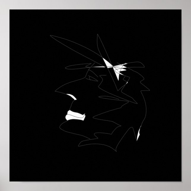 Sketch Head Weird Face Wild Hairstyle Poster (Front)