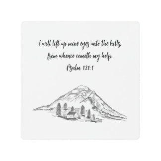 Sketch in pencil on Metal Wall Motto with Psalm Print