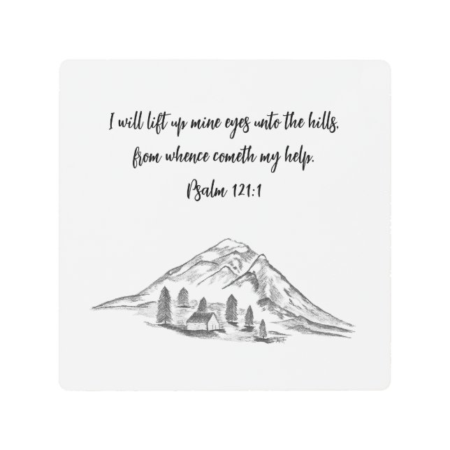 Sketch in pencil on Metal Wall Motto with Psalm Print (Front)