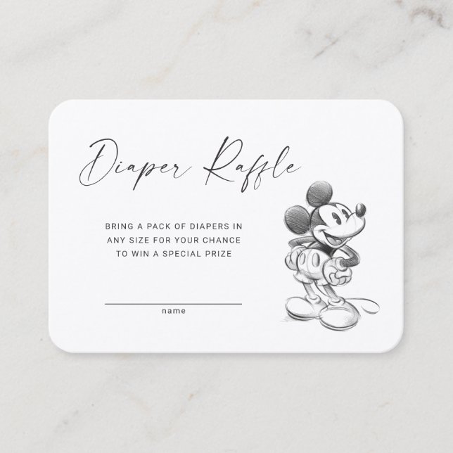 Sketch Mickey Mouse | Diaper Raffle Insert Card (Front)