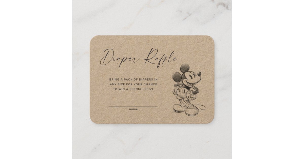 Sketch Mickey Mouse | Diaper Raffle Insert Card | Zazzle