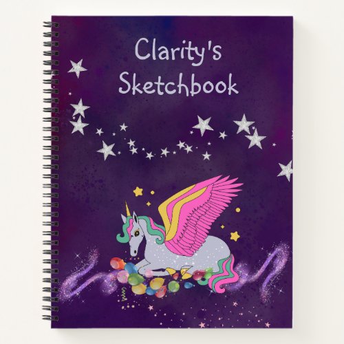 Sketch Notebook with Magical Unicorn Cover