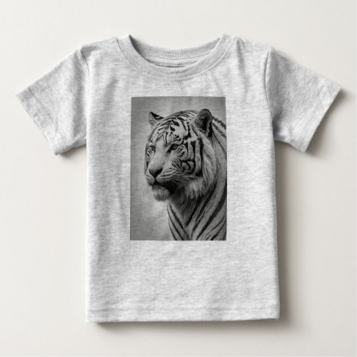 Sketch of a Black and White Tiger Baby T_Shirt