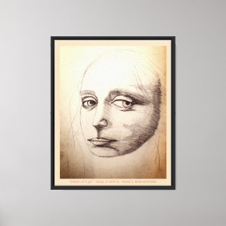 "Sketch of a girl" A study of daVinci by D.C.B. Canvas Print