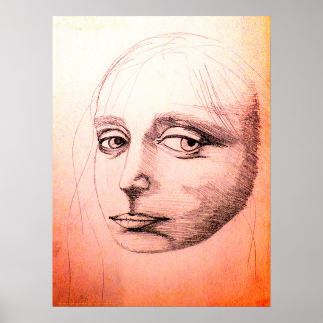 "Sketch of a girl" (sangria) , A study of da Vinci Poster (Front)