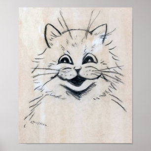 Sketch of a Laughing Cat, Louis Wain Poster