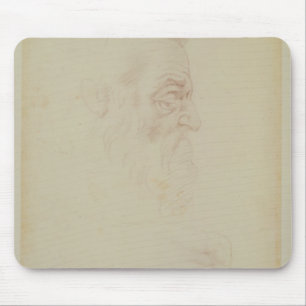 Sketch of a male head and two legs mouse pad