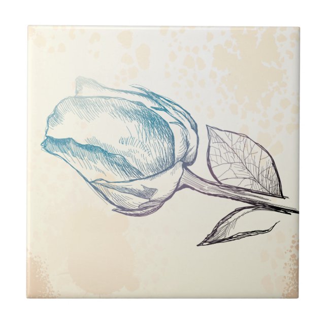 Sketch of a rose, tile (Front)