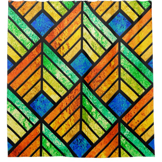 Sketch of a stained glass window. Seamless pattern Shower Curtain (Front)