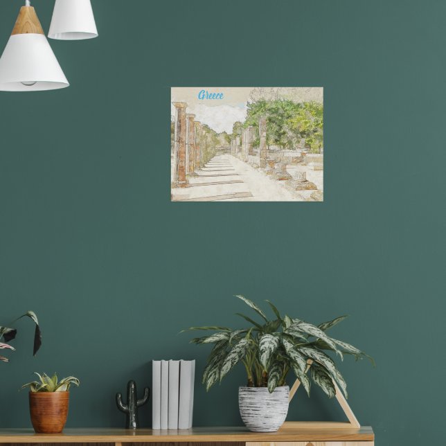Sketch of Ancient Olympia Ruins Poster — Greece (Living Room 1)