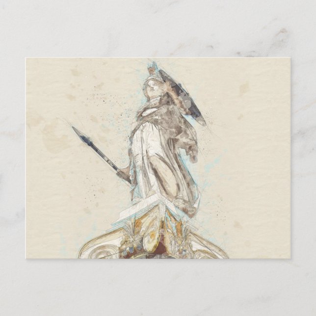 Sketch of Athena Statue Announcement Postcard  (Front)