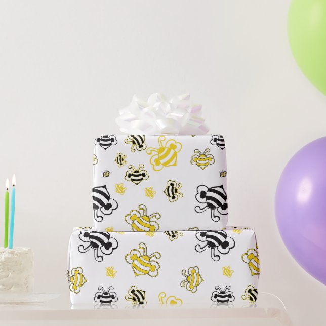 Sketch of Bees Pattern Wrapping Paper | Rustic  (Party Gifts)