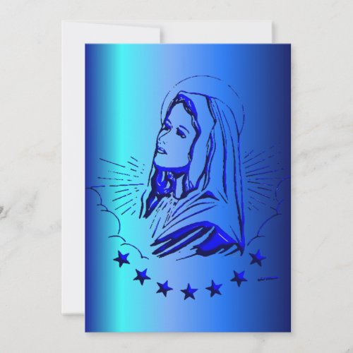 Sketch of Blessed Virgin Mary in Blue