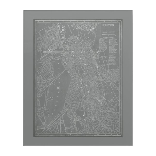 Sketch of Boston City Map Acrylic Print (Front)