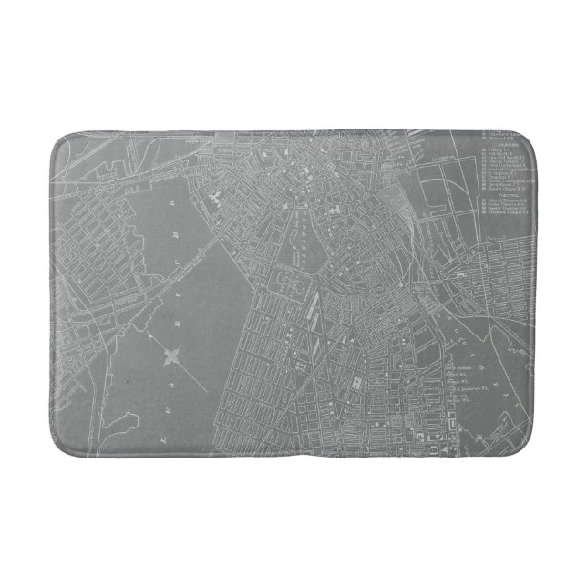 Sketch of Boston City Map Bathroom Mat (Front)