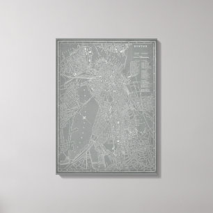 Sketch of Boston City Map Canvas Print