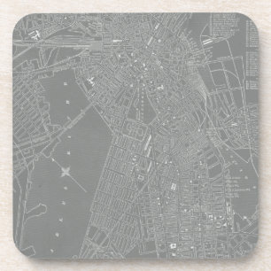 Sketch of Boston City Map Drink Coaster