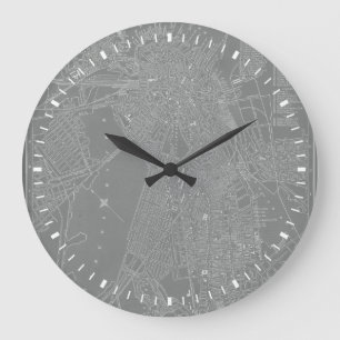 Sketch of Boston City Map Large Clock