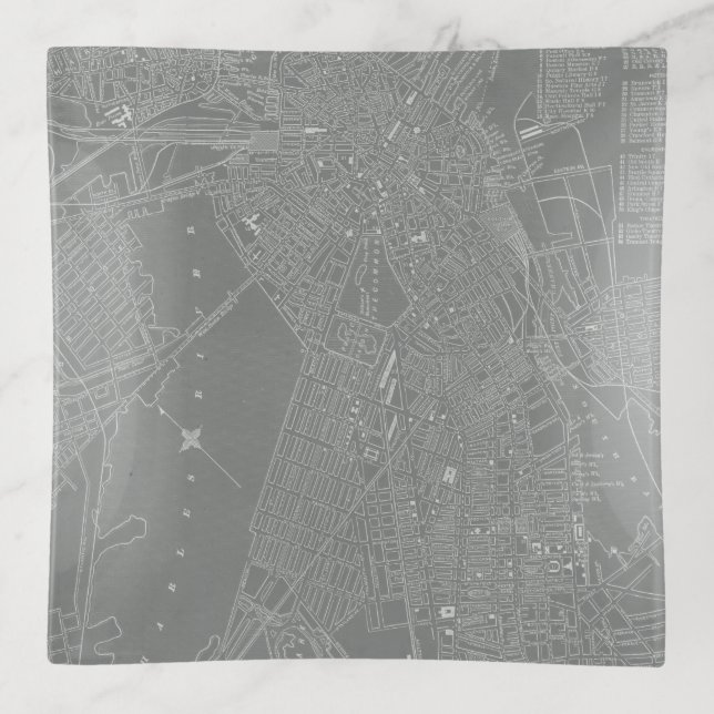 Sketch of Boston City Map Trinket Tray (Front)