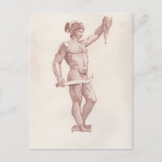 Sketch of Cellini's Perseus with Head of Medusa Postcard (Front)